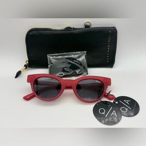 QUAY Australia Star Struck CatEye Sunglasses Red Frame Black Lens NWT